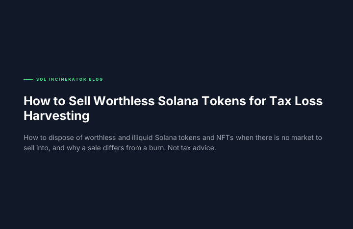 How to Sell Worthless Solana Tokens for Tax Loss Harvesting